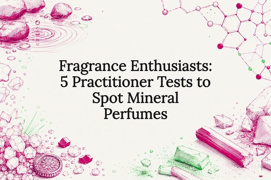 Mineral perfume title card with stone sketches
