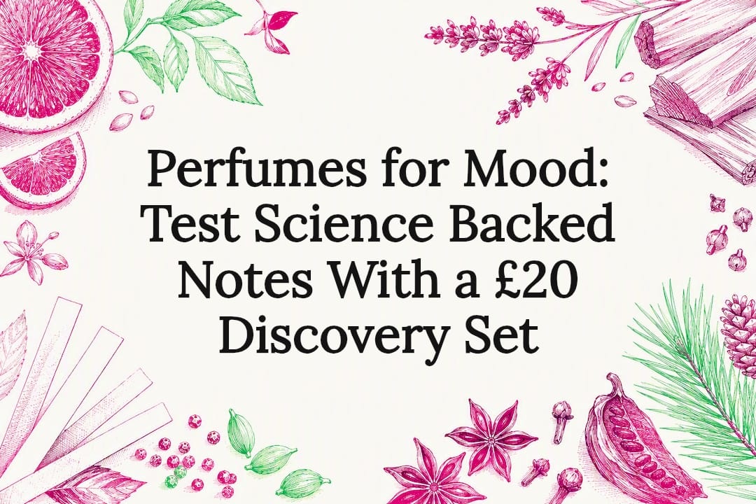 Decorative mood perfume title card illustration
