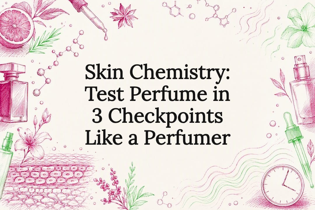 Decorative skin chemistry perfume title card