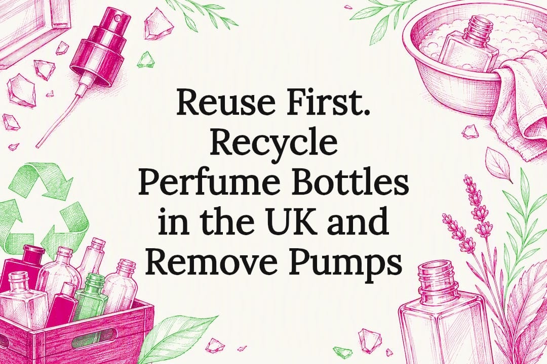 Decorative perfume bottle recycling title card