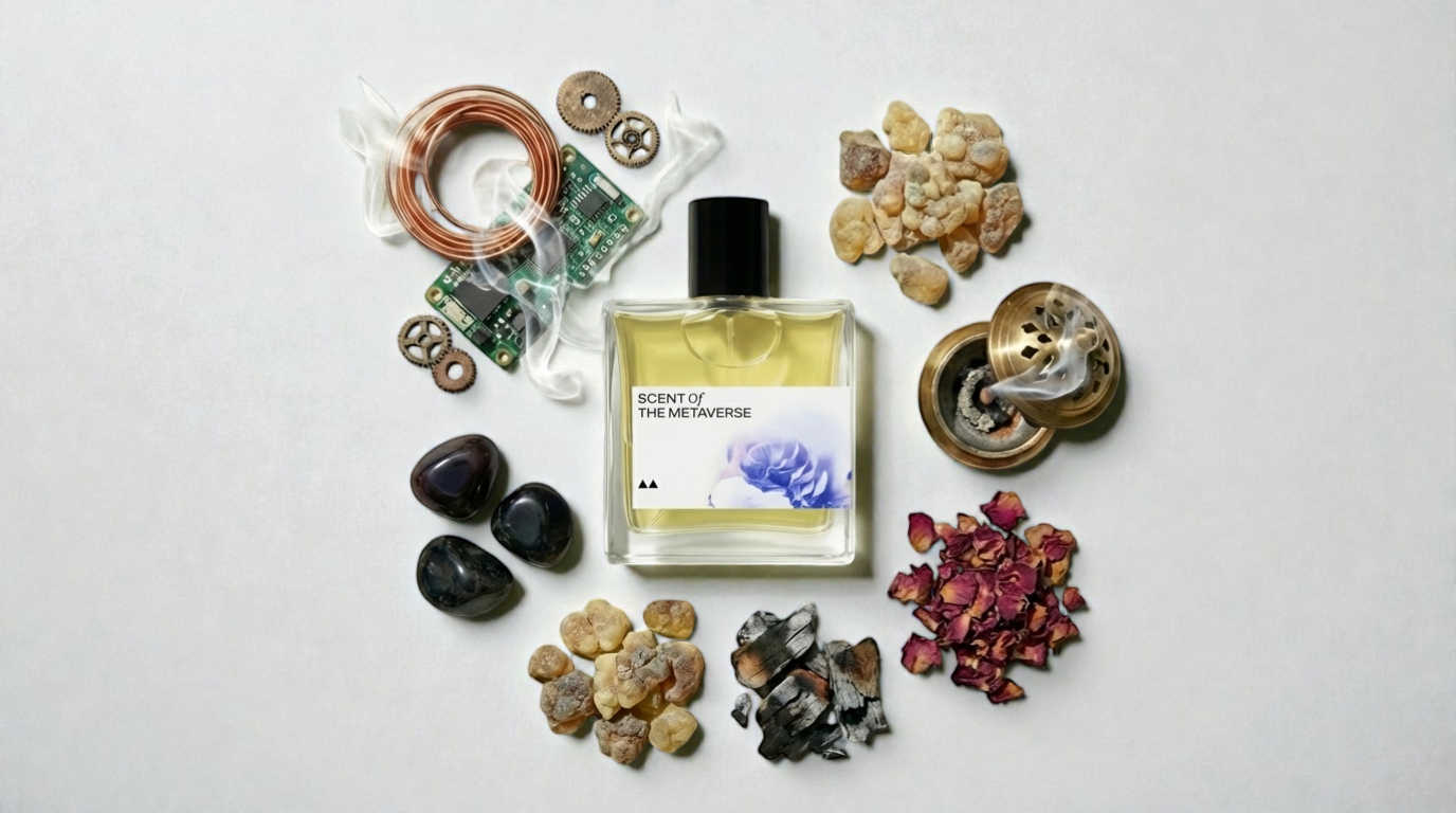 30ml bottle of Scent of the Metaverse: Verse 1 Extrait by ROOK PERFUMES, featuring a sleek design and vibrant label.