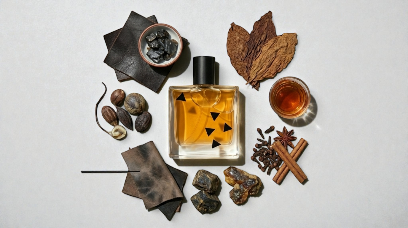 Rook Perfumes Suede Eau de Parfum 50ml bottle featuring bold leather and cognac notes against a neutral background.