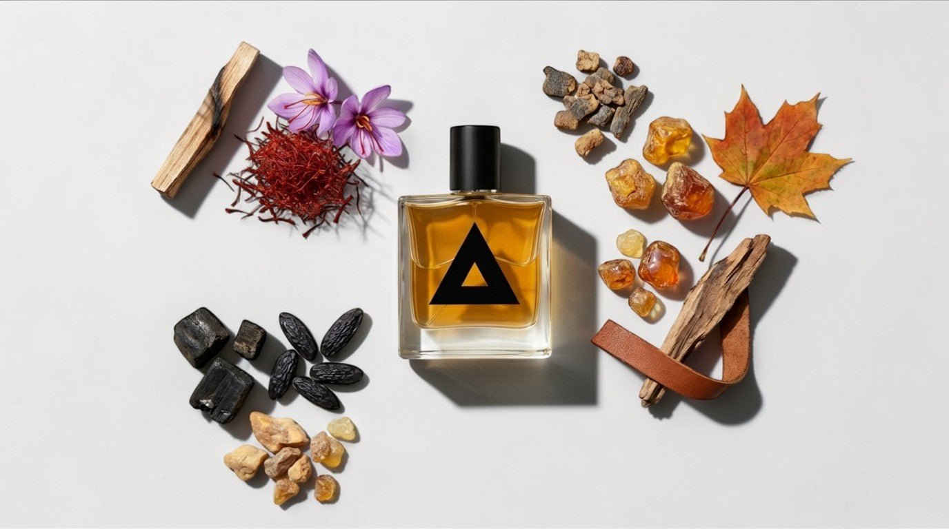 Amber Eau de Parfum 50ml by Rook Perfumes with a smoky saffron scent in an elegant glass bottle.