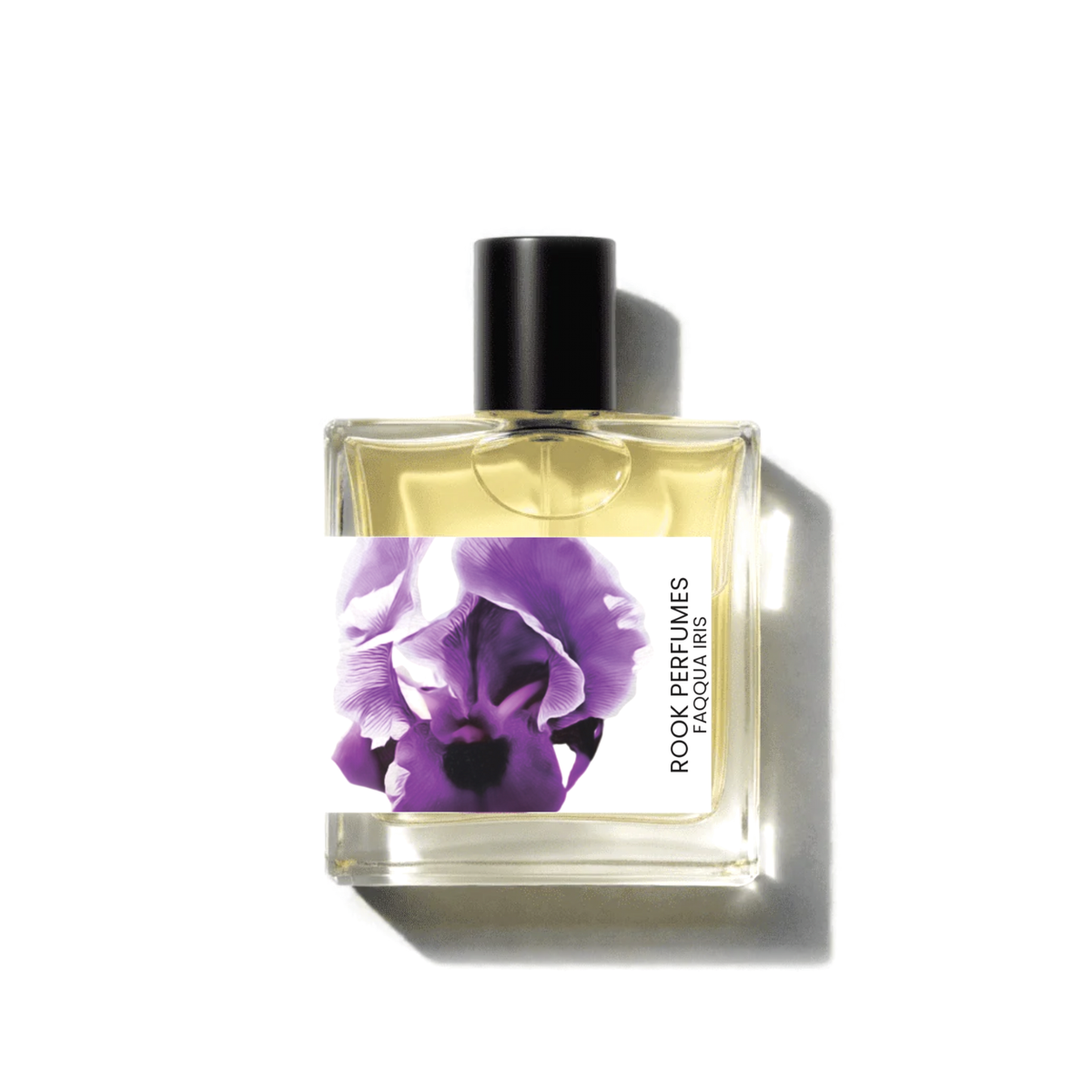 Rook Perfumes FAQqua Iris Eau de Parfum featuring royal iris and oak moss scent in a sleek bottle.