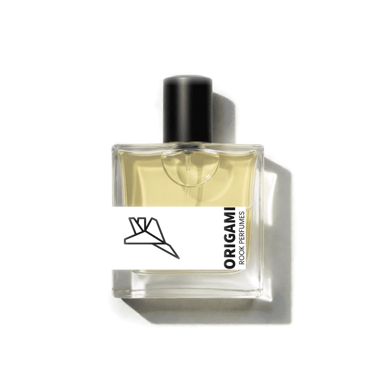 Rook Perfumes Origami Eau de Parfum bottle with smoky matcha and cedar scent, sleek glass design with minimalist label.