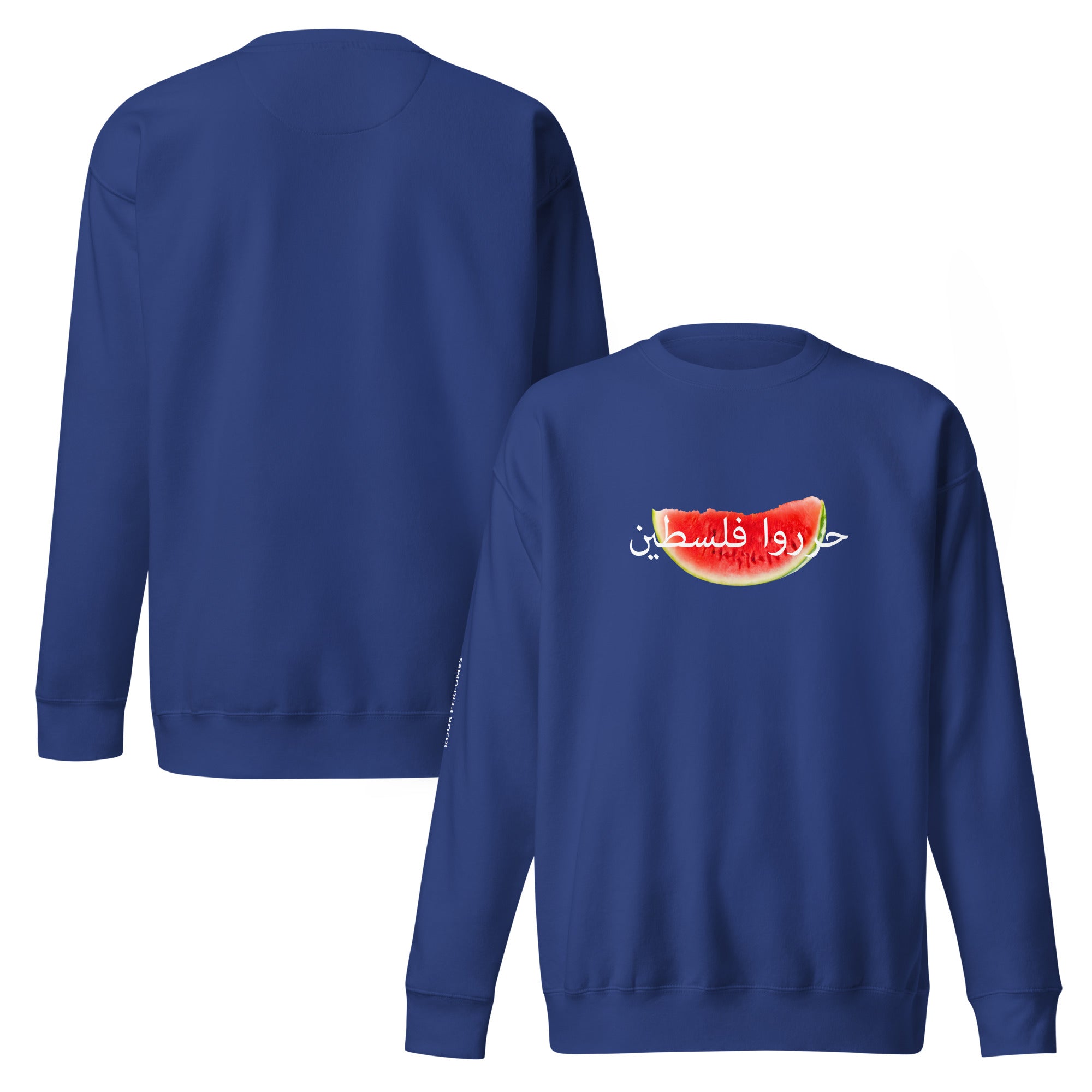 Unisex Premium Watermelon Sweatshirt by Rook Perfumes London, featuring a vibrant watermelon design and cozy fit.