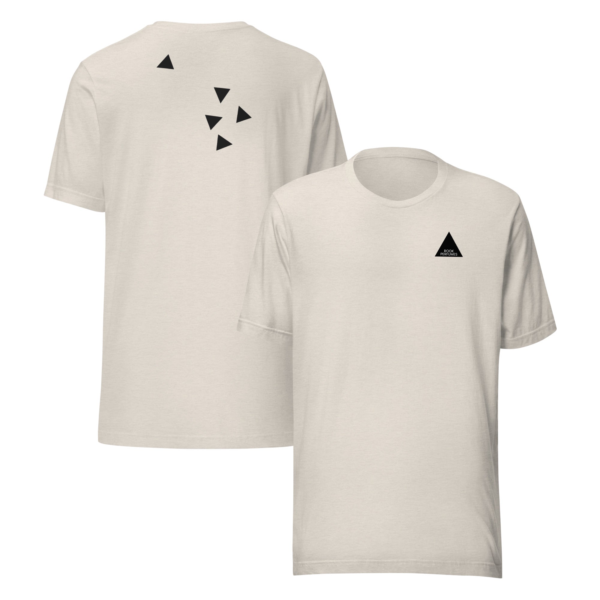 Suede unisex t-shirt by Rook Perfumes London, featuring a soft texture and casual design in a neutral color.