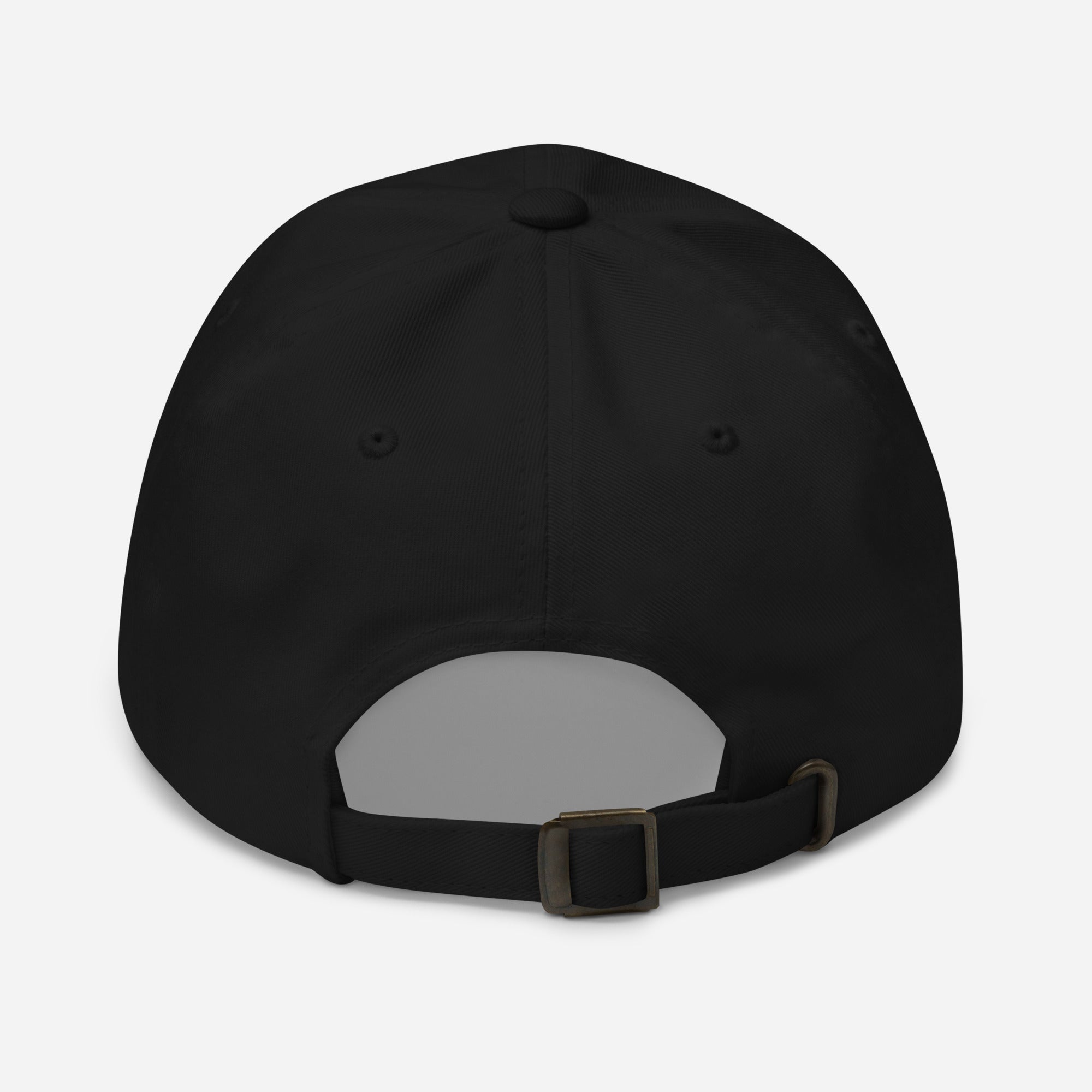 Black cap with "Free Palestine" text, designed by Rook Perfumes London for a unique unisex style.